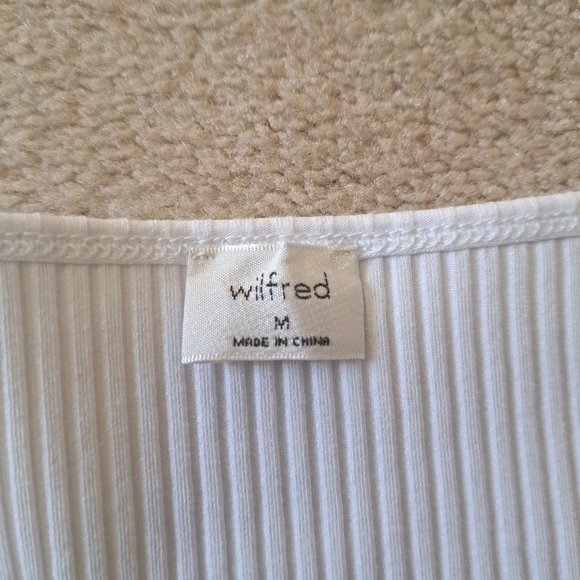 Wilfred White Ribbed Top Scoop Neck Short Sleeved Tee Fitted - Picture 5 of 11